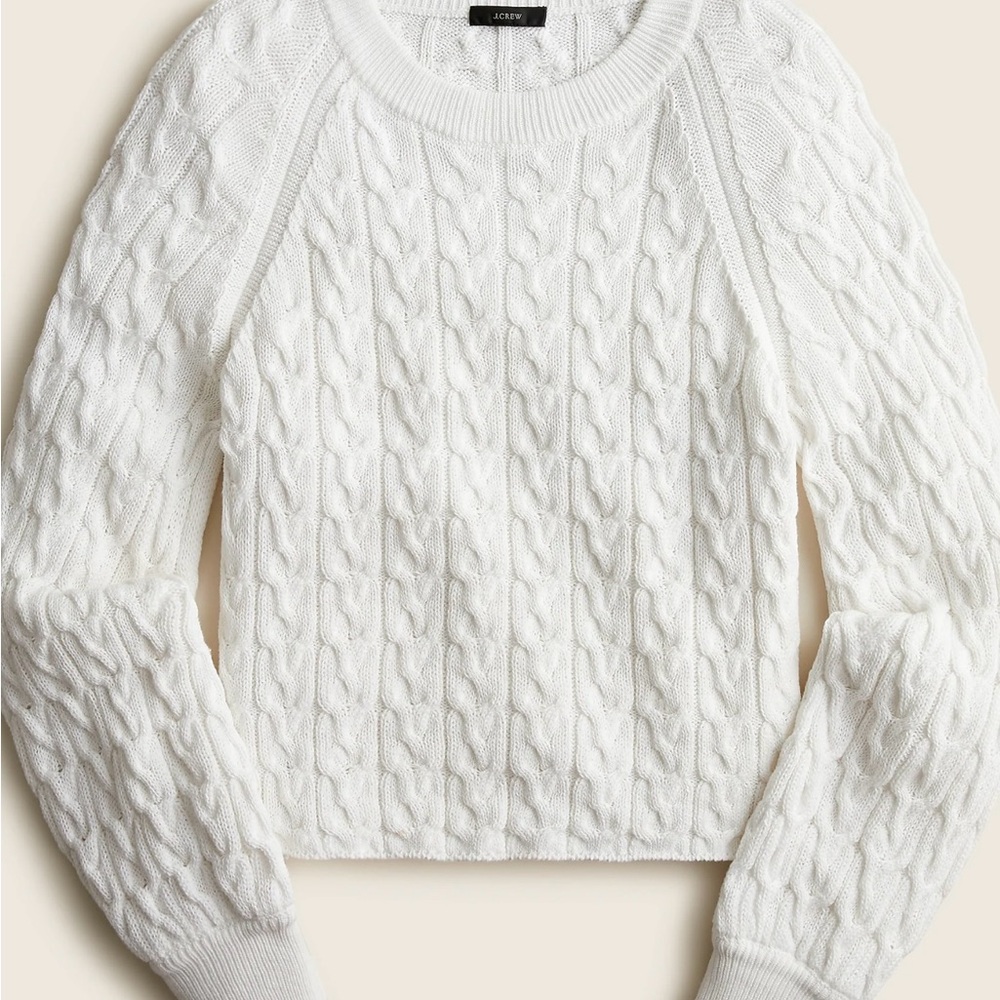 J. Crew White Cable Knit Sweater